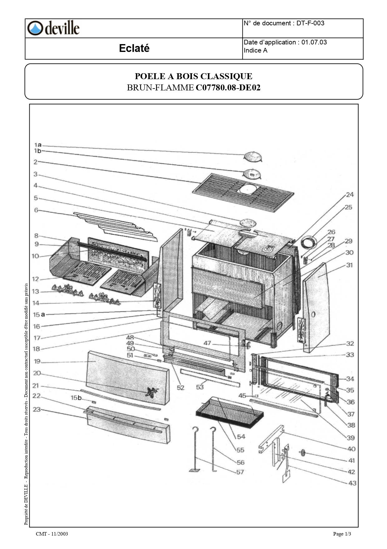 Plan / éclaté : POELE A BOIS DEVILLE EMILIA 7780.xx
