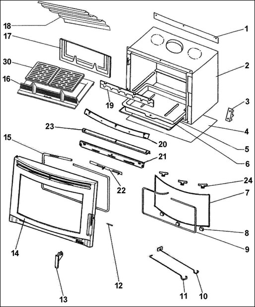 Plan / éclaté : FOYER INSERT BOIS DEVILLE CO7831PTxx
