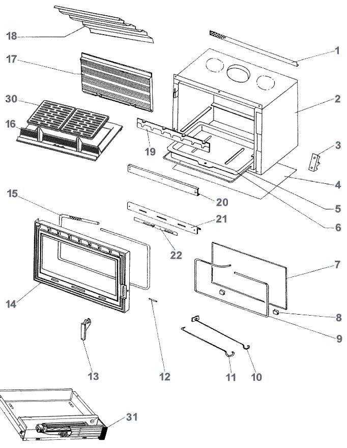Plan / éclaté : FOYER INSERT BOIS DEVILLE CO7839PTxx