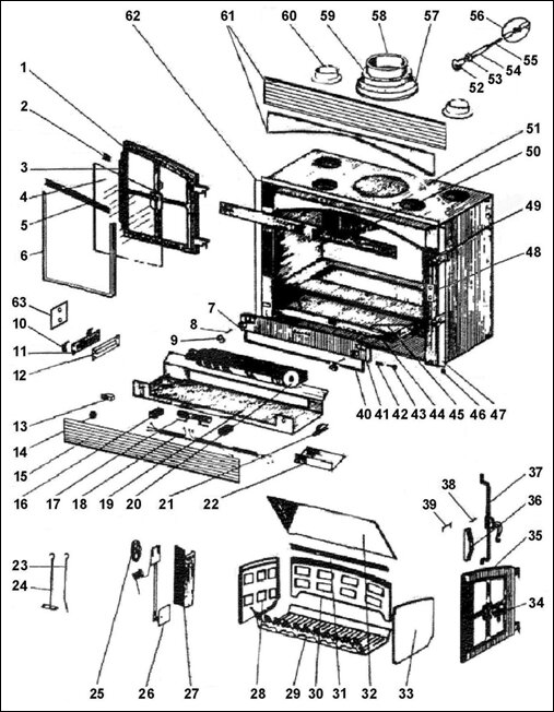 Plan / éclaté : FOYER INSERT BOIS DEVILLE CO7867.PTxx