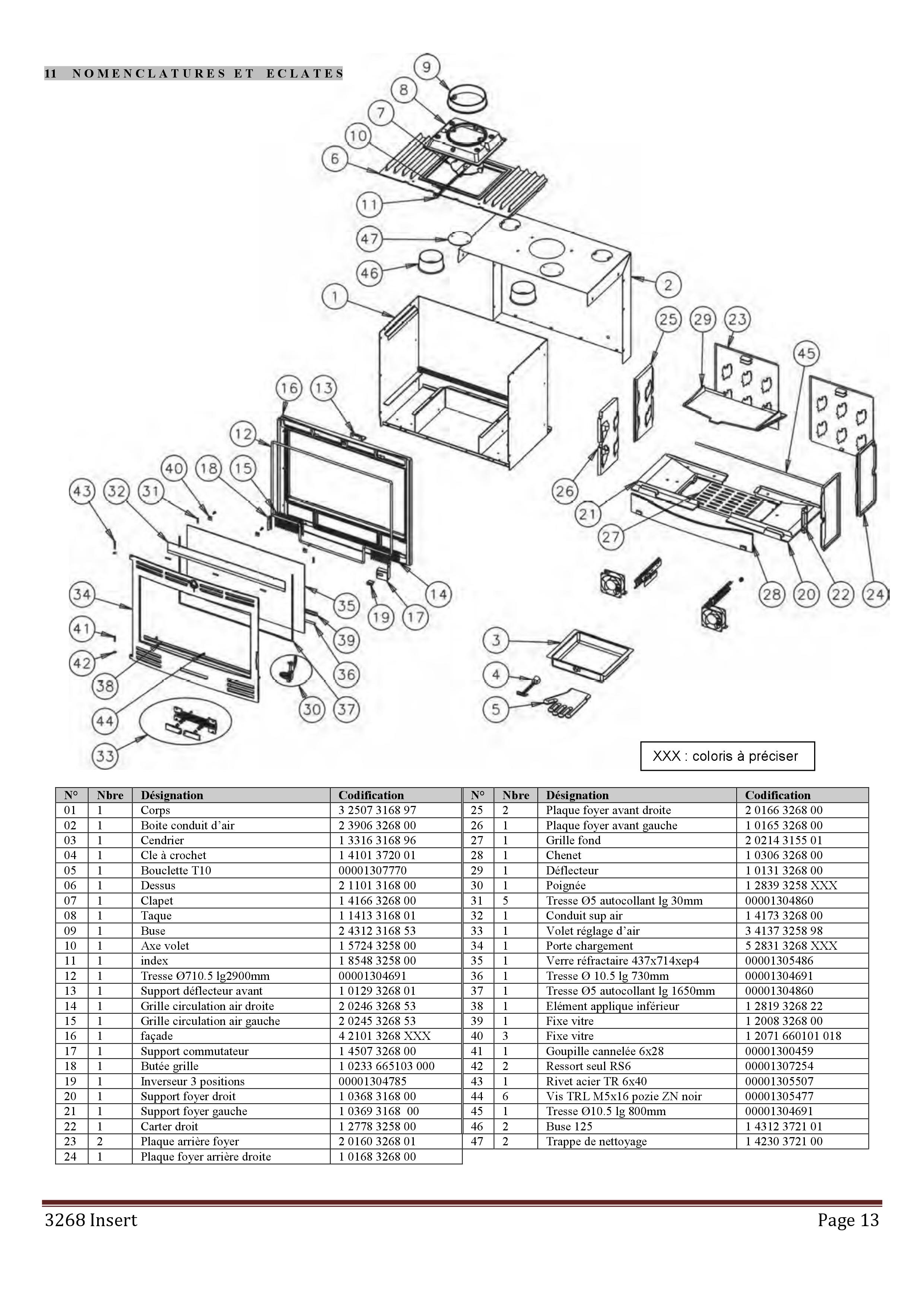 Plan / éclaté : Vue éclatée insert turbo Godin 3268