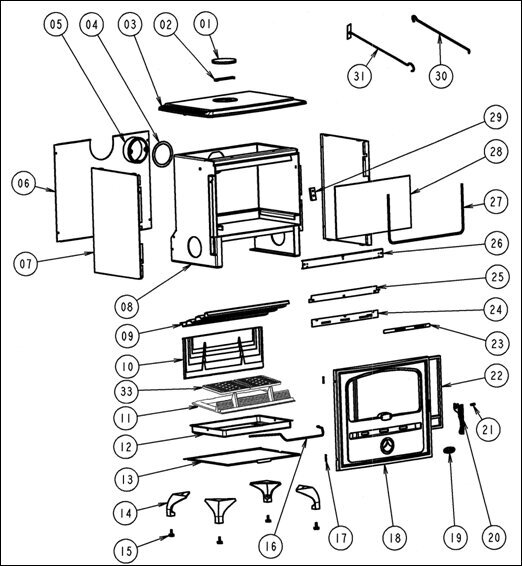 Plan / éclaté : POELE A BOIS DEVILLE SYLVESTRE 7794.xx