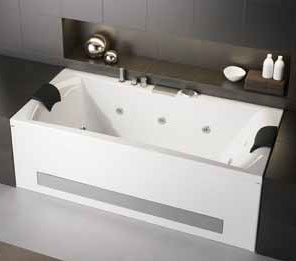 VENTE : Baignoire rectangulaire double-têtes balnéo Kinedo Pure Design 200X95 Détente