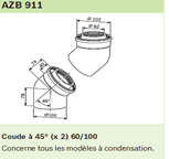 VENTE : COUDE 45 CONDENSATION 60 100 AZB 911