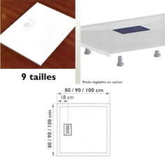 VENTE : RECEVEUR A ENCASTRER KINEDO RD1100 KINESURF 80 X 80 X 4CM