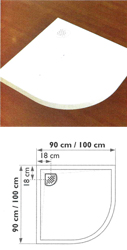 VENTE : RECEVEUR KINEDO A POSER KINESURF RD202 1/4 DE ROND 90X90X9CM