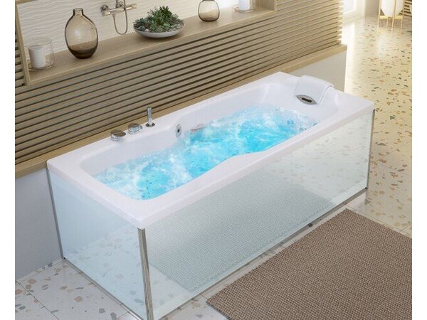 Baignoire balnéo kinedo KINEPLUS 180x80 ou 170X75 cm avec tablier en VERRE