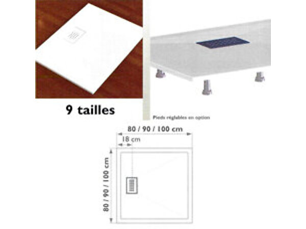 RECEVEUR A ENCASTRER KINEDO RD1100 KINESURF 80 X 80 X 4CM